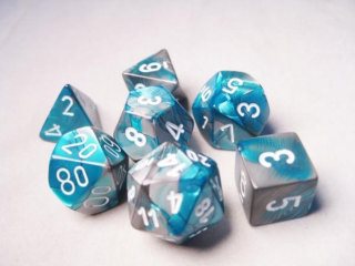 Ensemble De 7 Dés Gemini Acier/Sarcelle Avec Chiffres Blancs