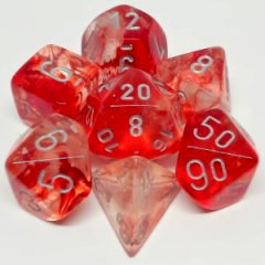 Nebula Luminary rouge avec chiffres argentés - 7 dés polyédriques