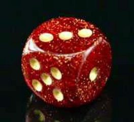 Ensemble de 12 dés 6 faces - Glitter Ruby/Gold