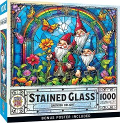 Master Pieces Puzzle Stained Glass Gnomish Delight 1000 PCS
