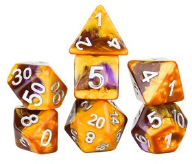Sirius Dice - Ensemble de 7 dés polyhédrique avec D20 bonus - Diagonal Slick Amethyst Geode