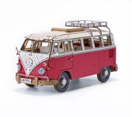 Azone Co. Volkswagen Camper Van (Type 2) Red Vintage Wa-Gu-Mi Wooden Art Premium Edition (395 Pcs)