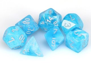 Ensemble de dés Polyédriques: Mini Luminary 7-Die Set Sky/Silver