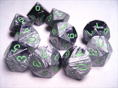 Ensemble De 7 Dés Gemeni Noir/Vert Avec Chiffres Dorés