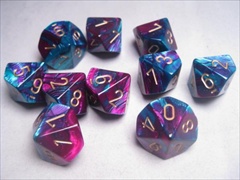 Ensemble De 7 Dés Gemeni Violet/Sarcelle Avec Chiffres Dorés