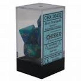 Ensemble De 7 Dés Gemeni bleu/sarcelle avec chiffres or